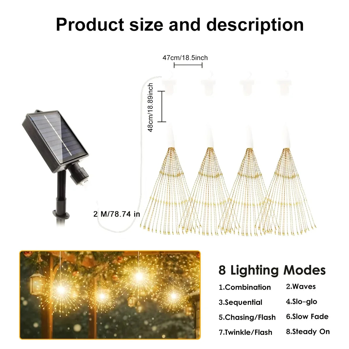 SparkBloom Solar Lights — Firework Glow, Zero Power Cost