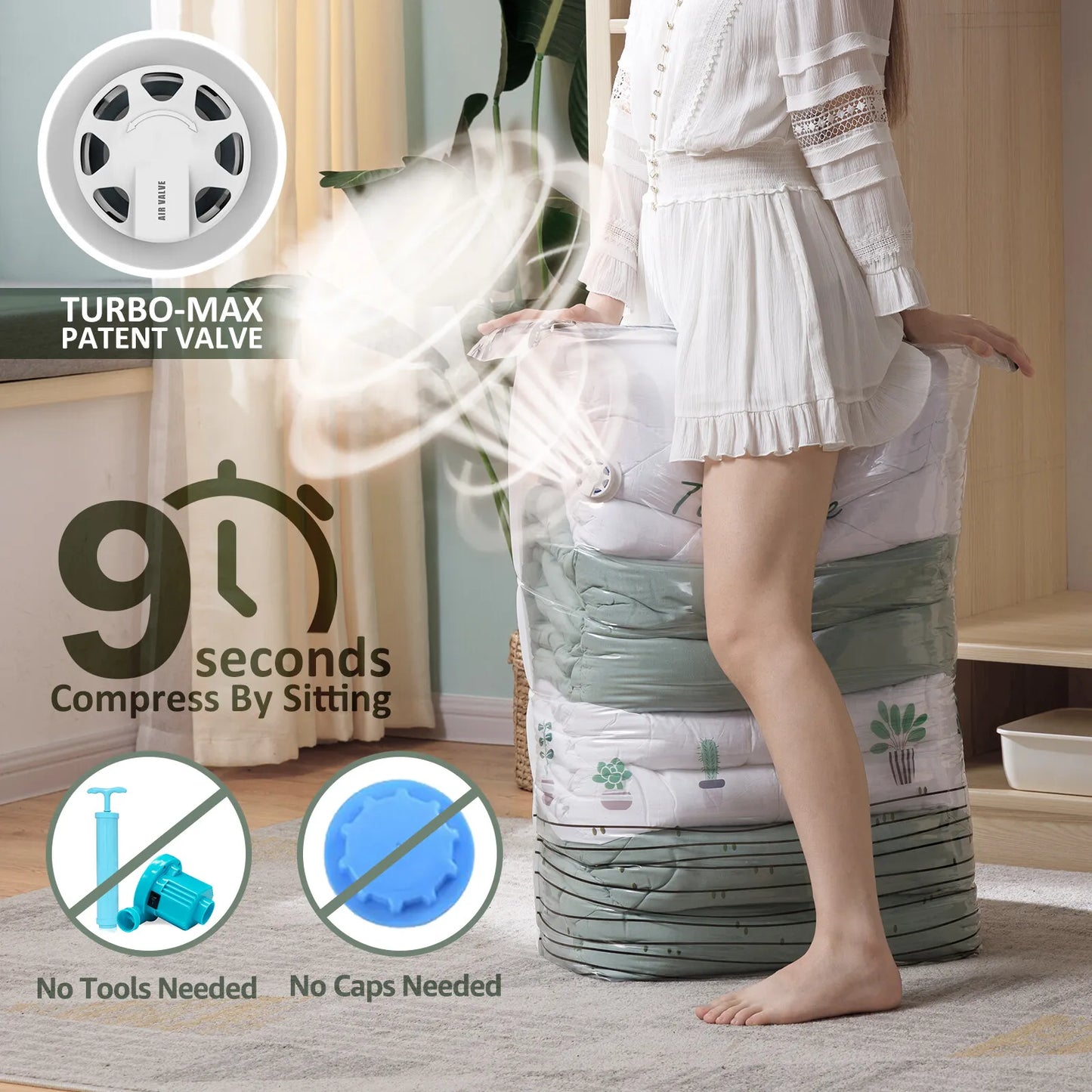 VacuPack 3D Bags — No Pump, Maximum Space Saving