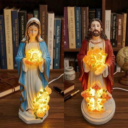 BlessedLight Mary Statue — Peaceful Glow for Your Garden