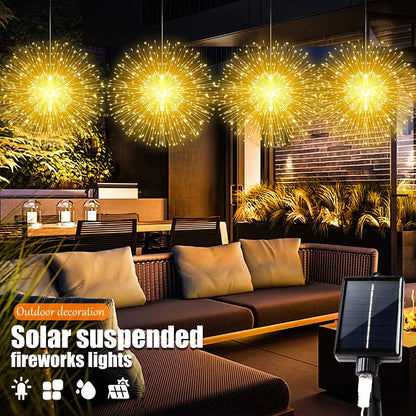 SparkBloom Solar Lights — Firework Glow, Zero Power Cost