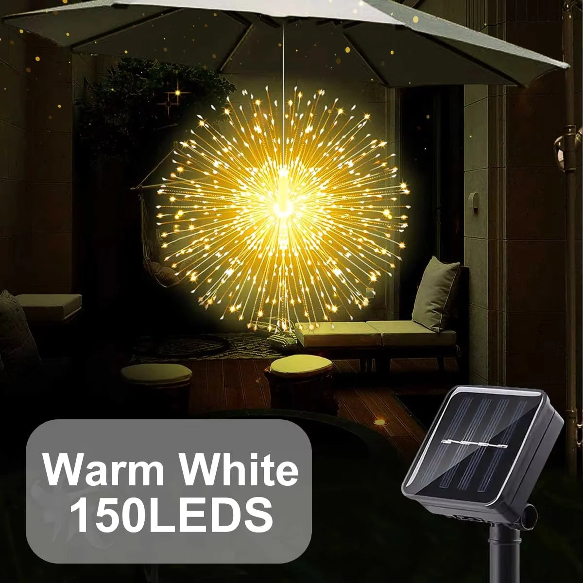 SparkBloom Solar Lights — Firework Glow, Zero Power Cost