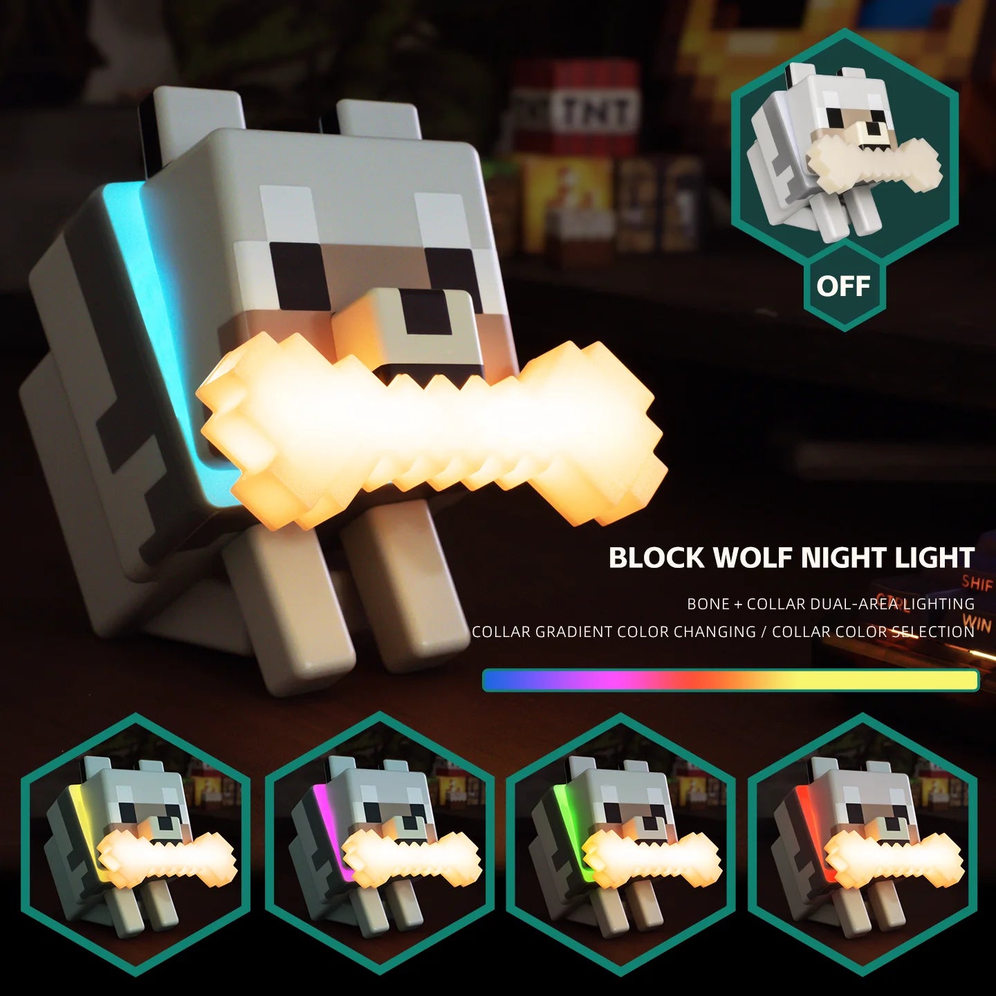 BlockBuddy Wolf Lamp — Brighten Your Gaming Space