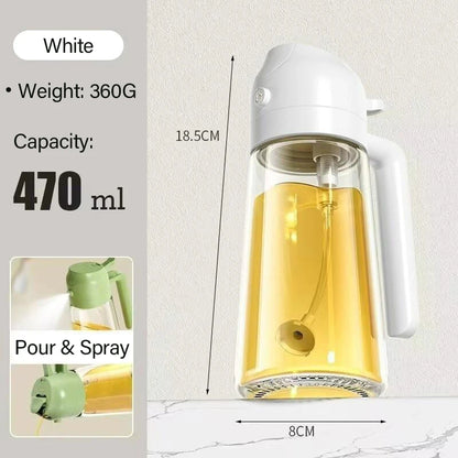 470ML Glass Olive Oil Sprayer & Dispenser – 2-in-1 Spray & Pour Bottle