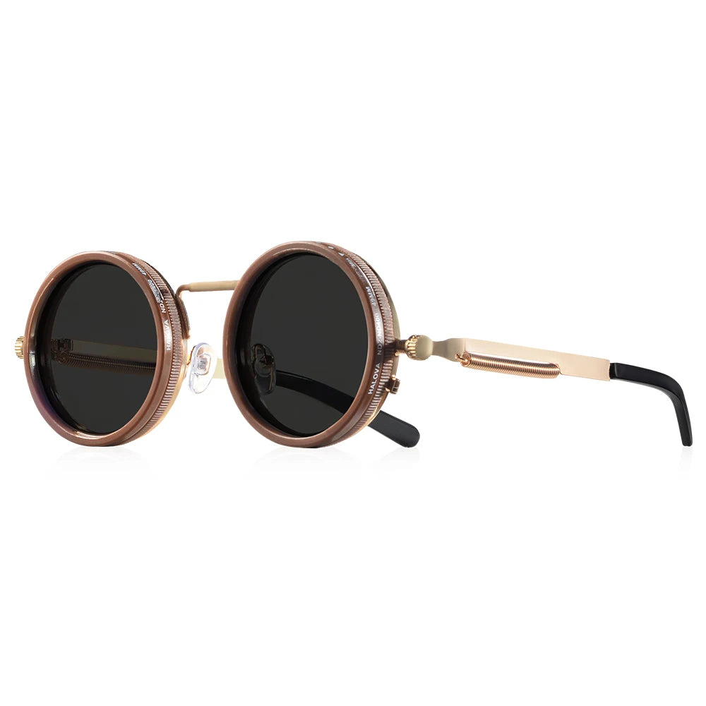 Polarized Round Sunglasses Adjustable Dimming Alloy Retro Outdoor Sports