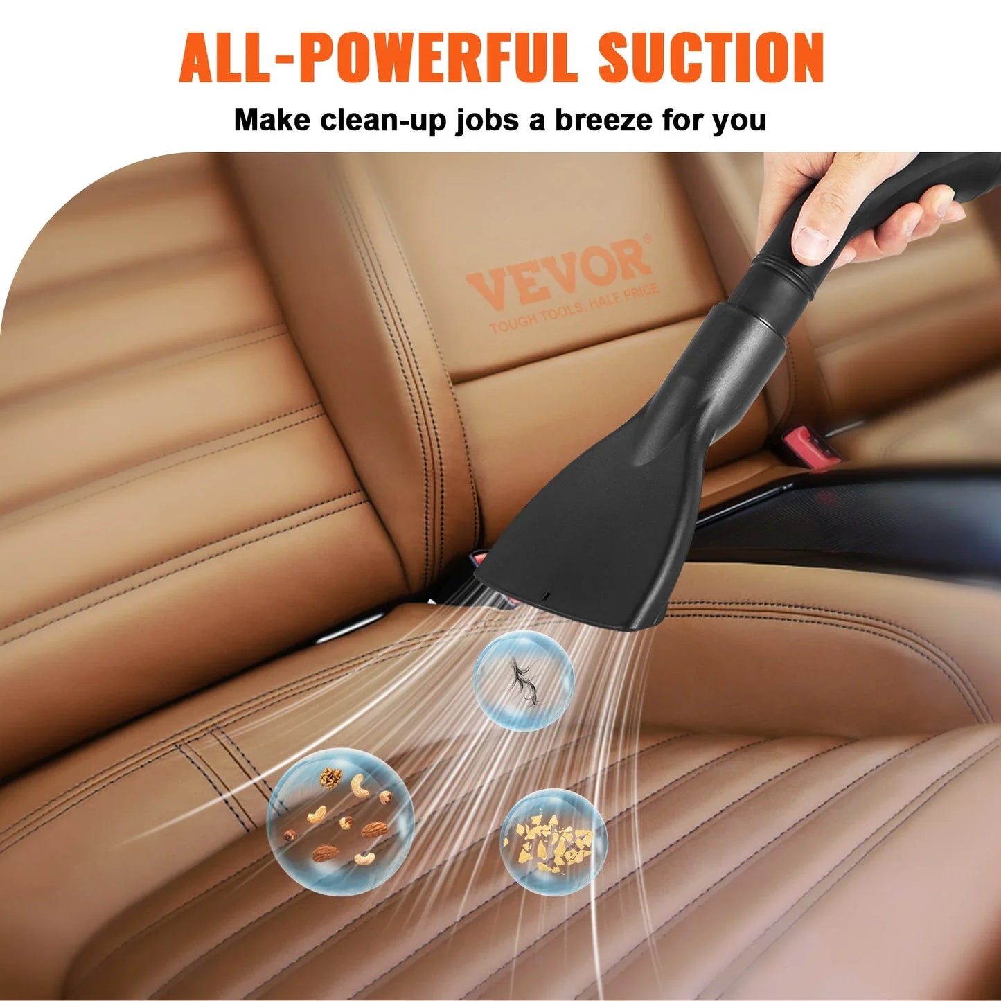 Wet Dry Vac 2.6 Gallon 2.5 Peak HP 3 in 1 Portable Shop Vacuum with Blowing Function,  Attachment Storage
