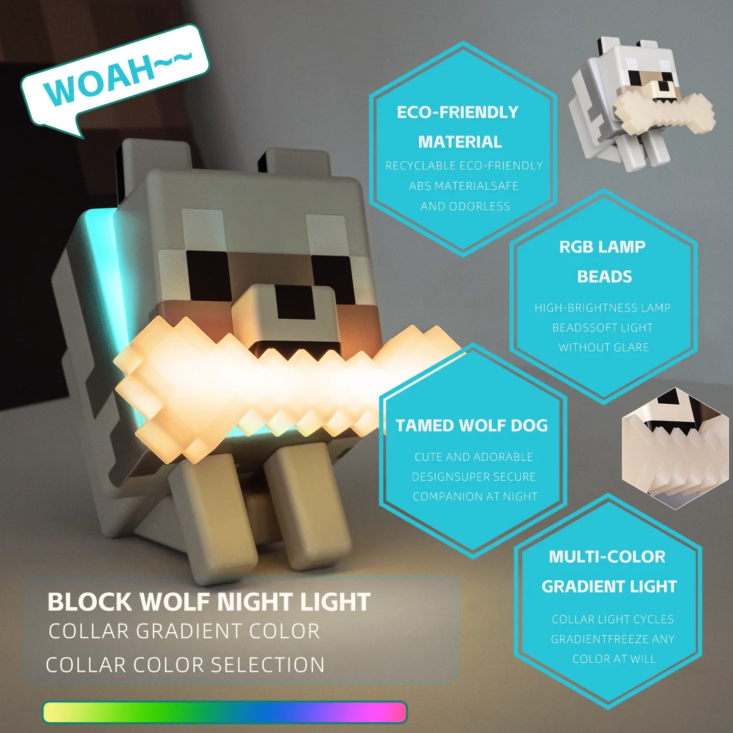 BlockBuddy Wolf Lamp — Brighten Your Gaming Space