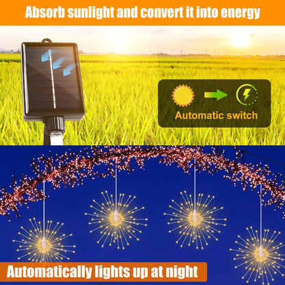 SparkBloom Solar Lights — Firework Glow, Zero Power Cost