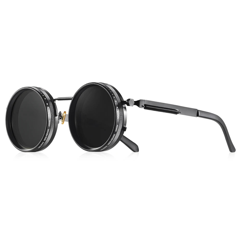 Polarized Round Sunglasses Adjustable Dimming Alloy Retro Outdoor Sports