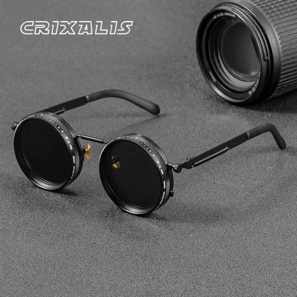 Polarized Round Sunglasses Adjustable Dimming Alloy Retro Outdoor Sports