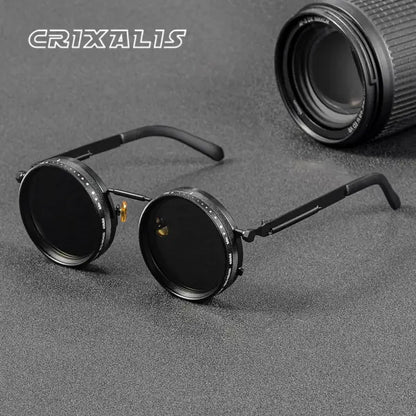 Polarized Round Sunglasses Adjustable Dimming Alloy Retro Outdoor Sports