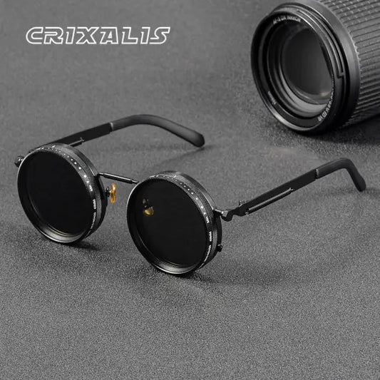 Polarized Round Sunglasses Adjustable Dimming Alloy Retro Outdoor Sports