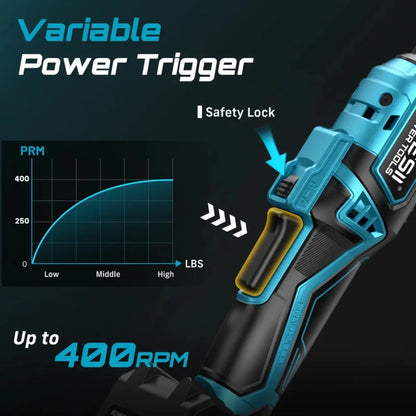 Seesii 3/8" Cordless Ratchet Wrench 80Nm 400RPM Brushless Electric Wrench 8 Sock